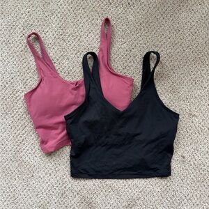 2 pack black and dark pink athletic tank with built in bra